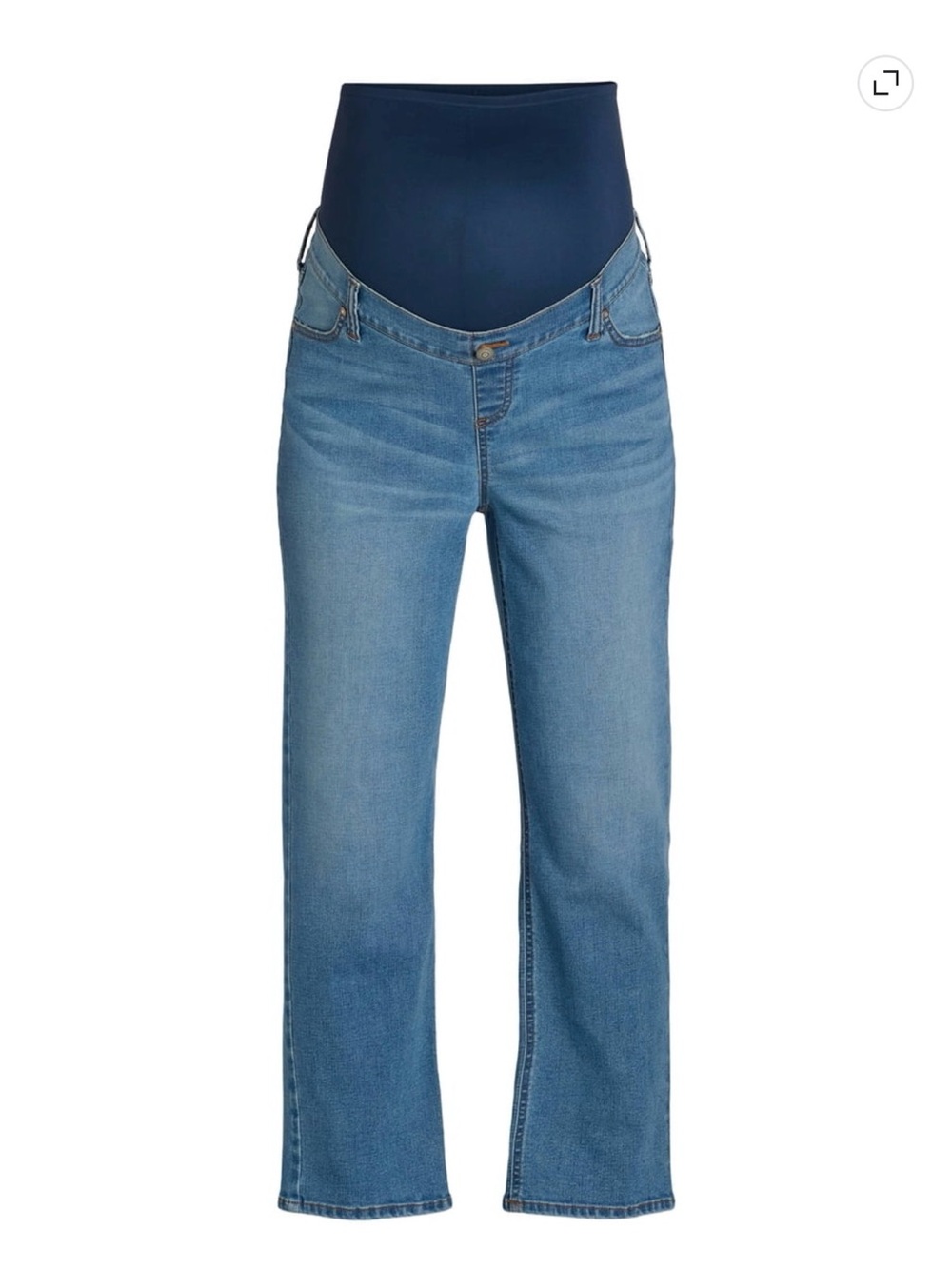 Time and Tru Light Blue Straight-Leg Maternity Jeans with Navy Panel Size M 8-10